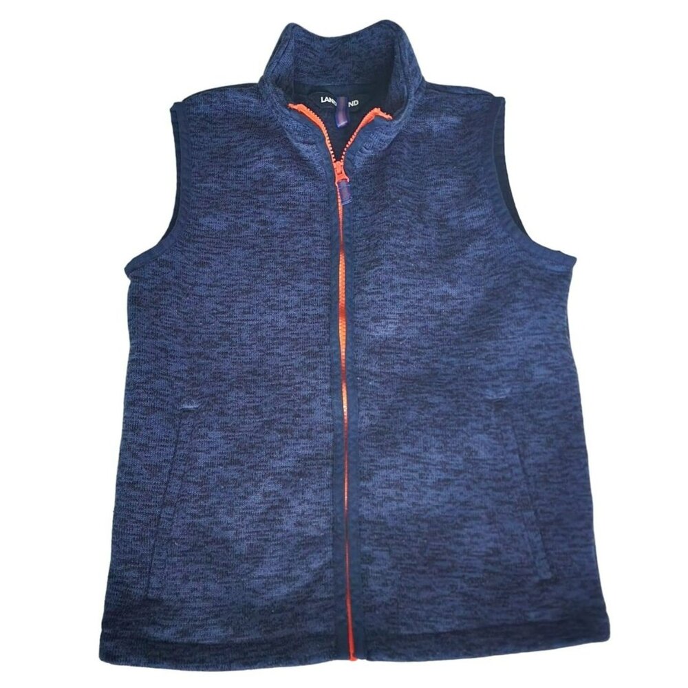 Lands End Kids Boys True Navy Heather Full Zip‎ Front Sweater Fleece Vest Small - Picture 3 of 12
